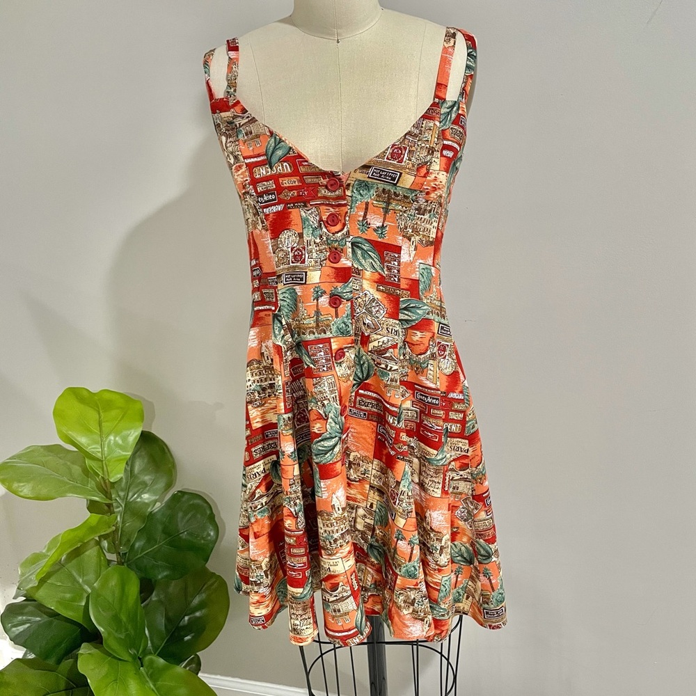 90s mini fitted dress tropical vintage strappy